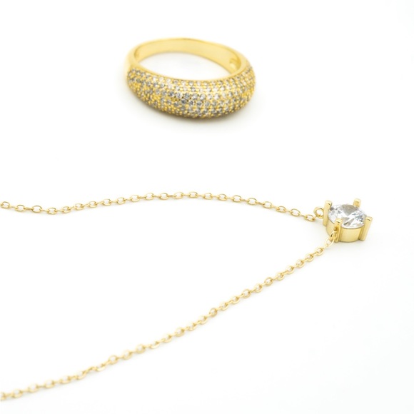 Single Stud Necklace - Zircon, 14k Gold Plated ✨💫 - Picture 2 of 3